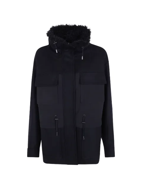 Mantu shearling-trim panelled parka coat Black AG8012G17