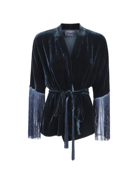 Antonelli fringed velvet top Green R3407716P