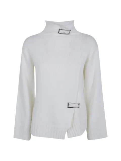 PierAntonioGaspari buckle-detail asymmetric sweater White 1V6817MQA8