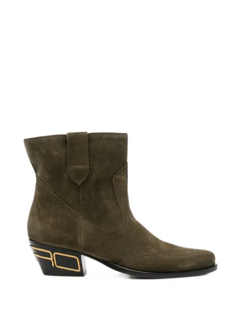 ETRO pointed-toe logo-plaque boots Green WS4B0010AP192