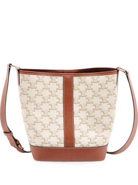Celine Pre-Owned 2018-2026 Small Triomphe Coated Canvas bucket bag Neutrals Y7QKP9S0SL5MRFKU