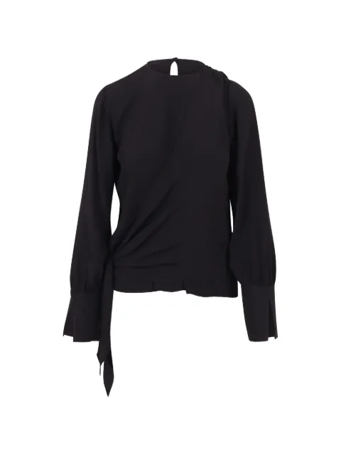 Federica Tosi wrap-style long-sleeve blouse Black 31106304
