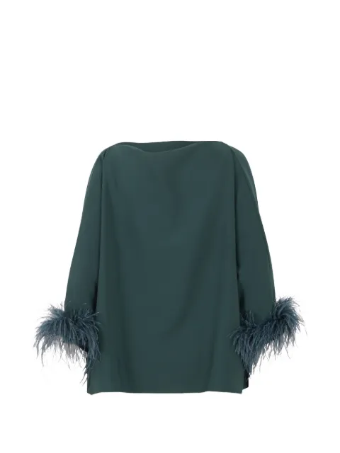 Gianluca Capannolo feather-trim boat-neck blouse Green 26IT416F500