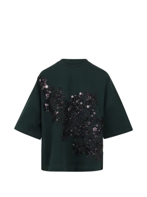 Essentiel Antwerp sequin-embellished T-shirt Green KALANI