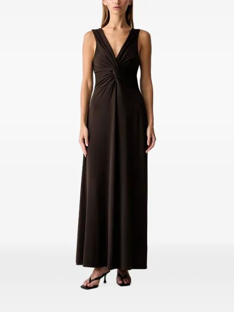 VICOLO twist-detail side-slit dress Brown TAB2042