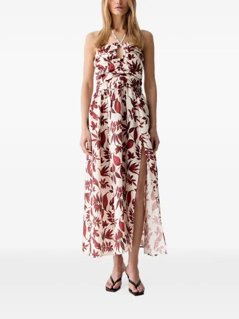 VICOLO floral-print ruched maxi dress Neutrals TAB0543