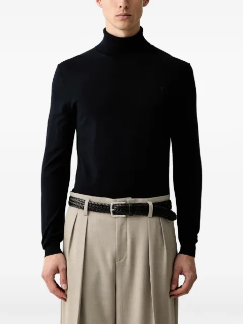 Trussardi roll-neck embroidered-logo sweater Black M0178000019N
