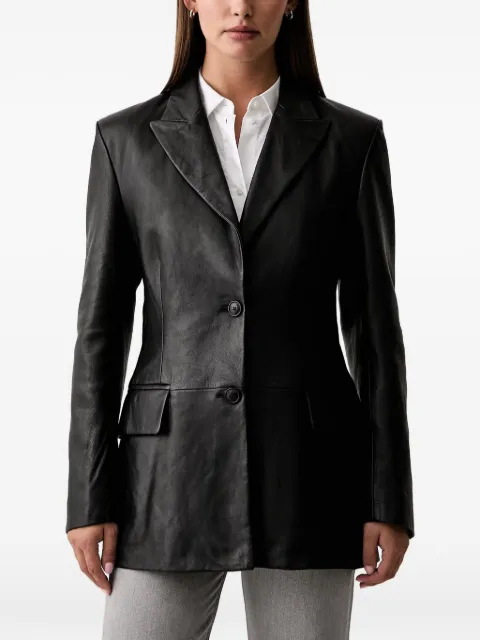 Trussardi single-breasted leather jacket Black Q005A000435N
