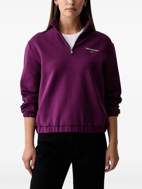 Trussardi logo-print quarter-zip sweatshirt Purple G8096000295N
