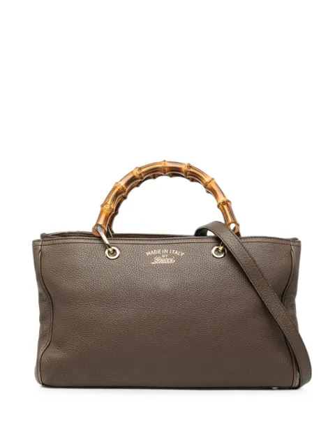 Gucci Pre-Owned 2016-2026 Medium Calfskin Bamboo Shopper satchel Brown YM0UDTX7I3J48UK1