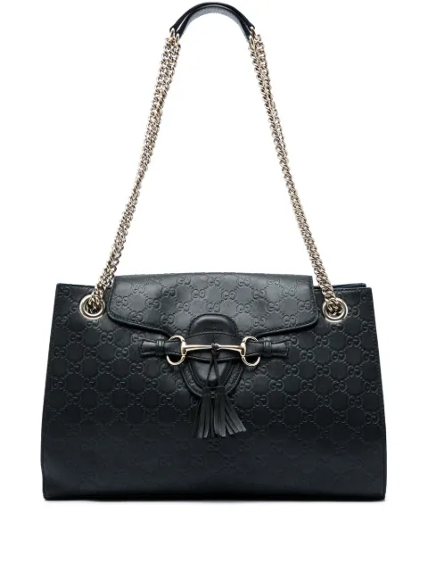 Gucci Pre-Owned 2016-2026 Large Guccissima Emily shoulder bag Black 0IGU3MYE3GK39GEN