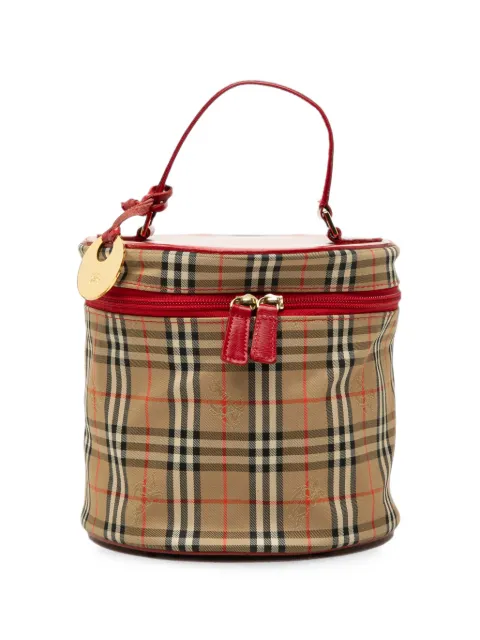 Burberry Pre-Owned 20th Century Haymarket Check Canvas vanity bag Red 6JAO8MV5O9DSRT90