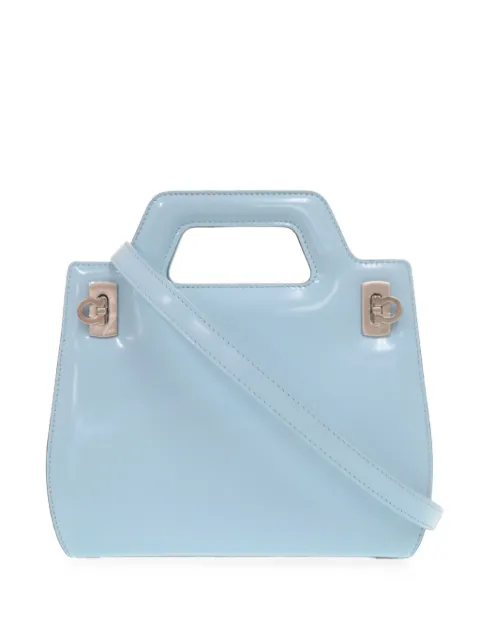 Ferragamo Pre-Owned 2022-2026 Mini Brushed Calfskin Wanda Top Handle Bag satchel Blue 774PPUL0FR8DU24T