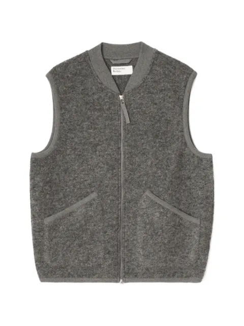 Universal Works zip-up ribbed-collar waistcoat Grey 00015
