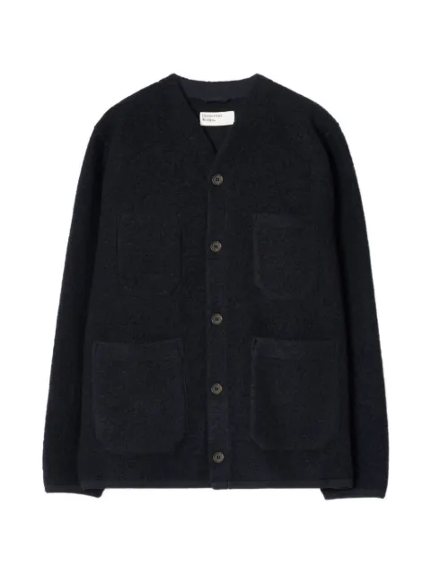 Universal Works button-up fleece cardigan Blue 00016