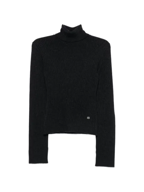 GANNI ribbed-knit roll-neck sweater Grey A1150036