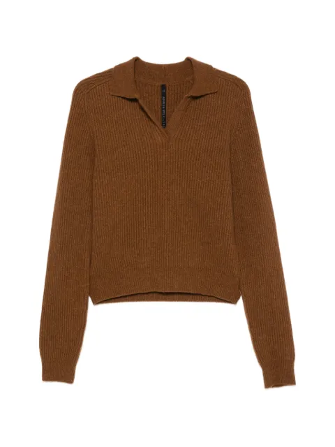 Petar Petrov Safe Mode ribbed-knit polo sweater Brown PPFW26JJ01307