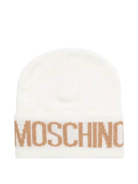 Moschino logo-embellishment beanie hat White M567260102