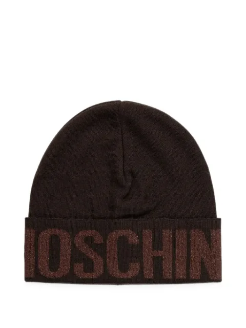 Moschino logo-embellishment beanie hat Brown M334965457