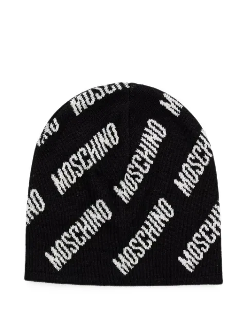 Moschino logo-intarsia beanie hat Black M585960112