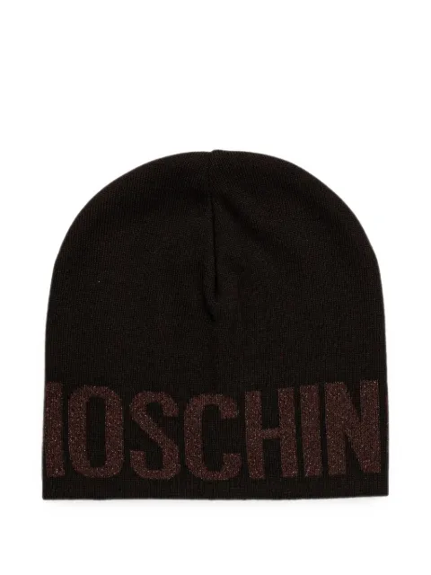 Moschino logo-embellishment beanie hat Brown M299765165