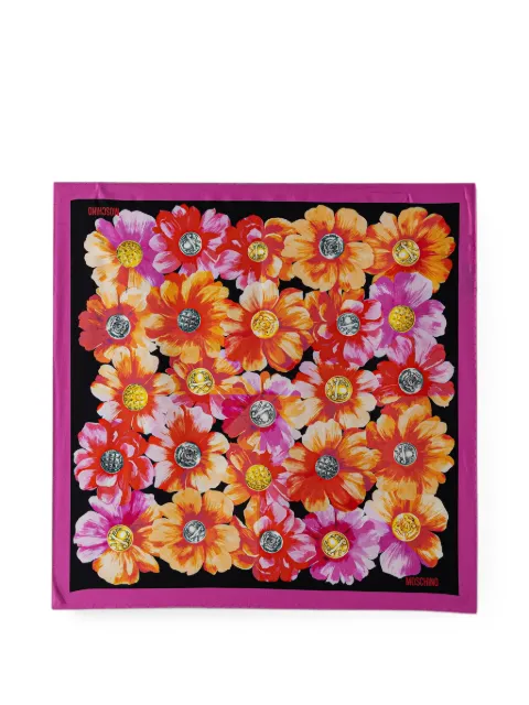 Moschino floral-print button-motif scarf Black M34173627
