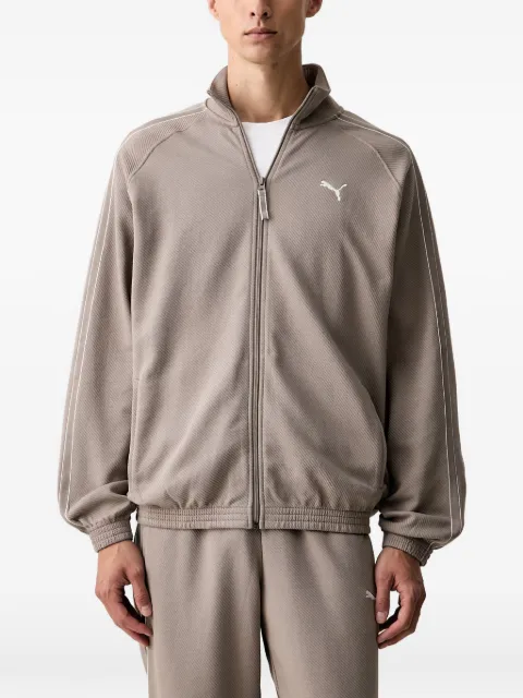 PUMA logo-embroidered zip-up sweater Neutrals 694298