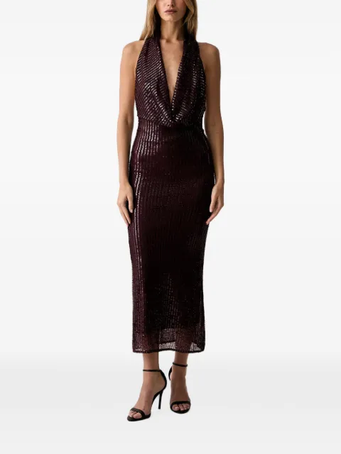 Bardot Nola sequin-embellished halterneck midi dress Purple 59814DB2