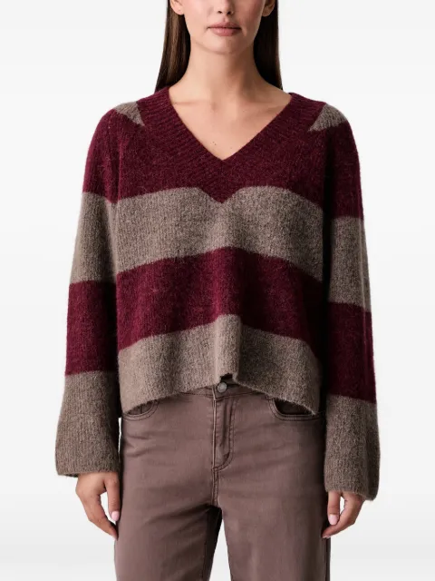 Mos Mosh V-neck striped sweater Red 173090