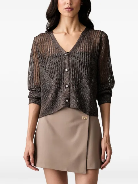 Morgan open-knit V-neck cardigan Brown MAGATHE