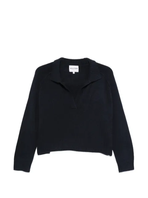 kujten Aenora polo-collar raglan-sleeve sweater Blue F4605