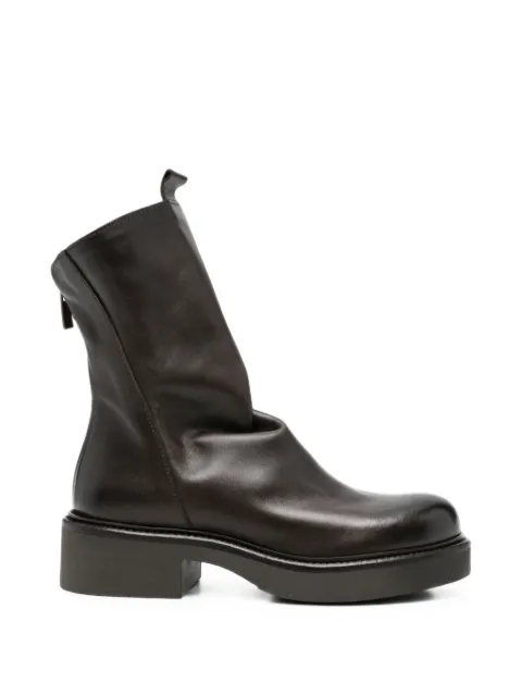 Metisse rear-zip leather ankle boots Brown NU05