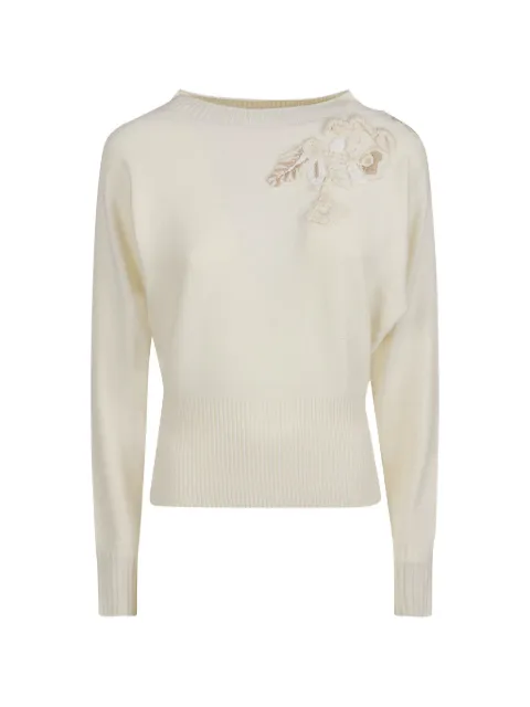 ERMANNO FIRENZE floral-embroidered sweater Neutrals D49EM013EP2