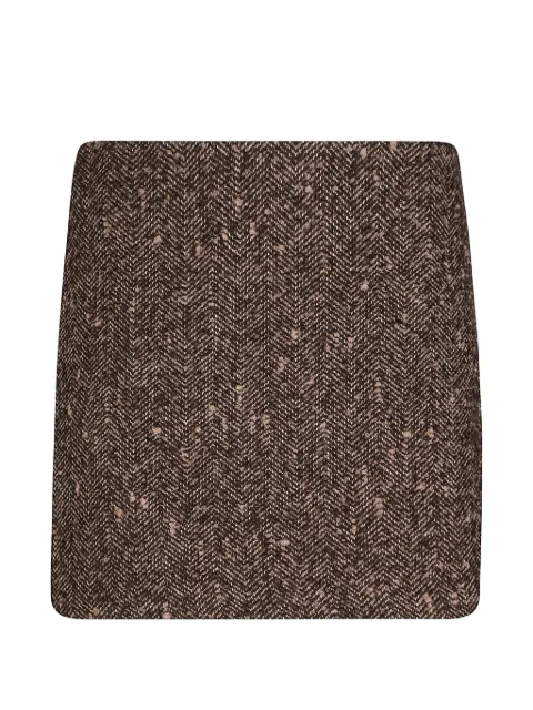 ERMANNO FIRENZE herringbone-pattern straight mini skirt Brown D49EO049EQ2