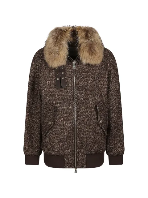 ERMANNO FIRENZE faux-fur collar bomber jacket Brown D49ED053EQ2