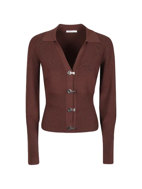Patrizia Pepe hook-fastening ribbed-knit cardigan Brown 8K0164KK003