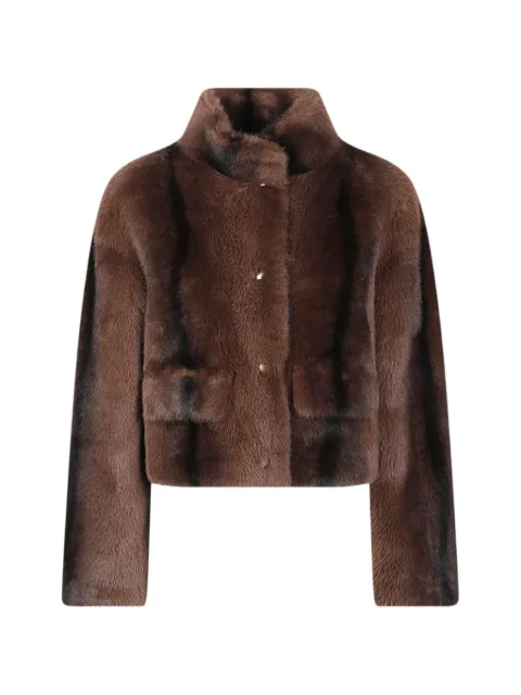 ERMANNO FIRENZE high-neck faux-fur jacket Brown D49ED063E95