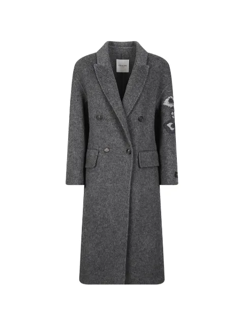ERMANNO FIRENZE double-breasted floral-patch coat Grey D49ED016EY0