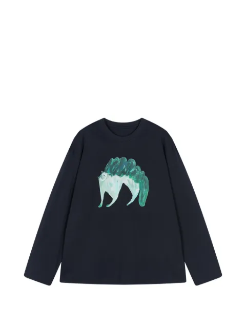 JNBY cat-print long-sleeve T-shirt Black 5Q811078