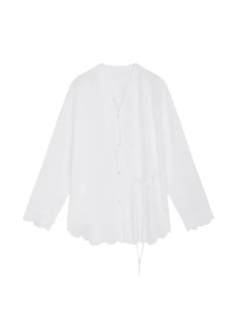 JNBY scalloped-edge wrap-tie shirt White 5Q8210120