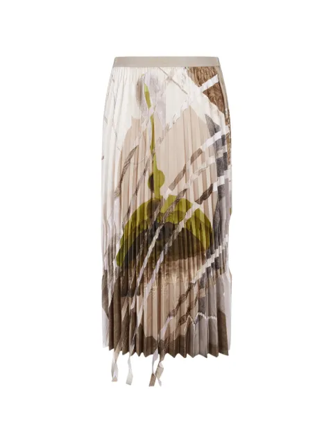 JNBY abstract-print pleated A-line midi skirt Neutrals 5Q8D10790
