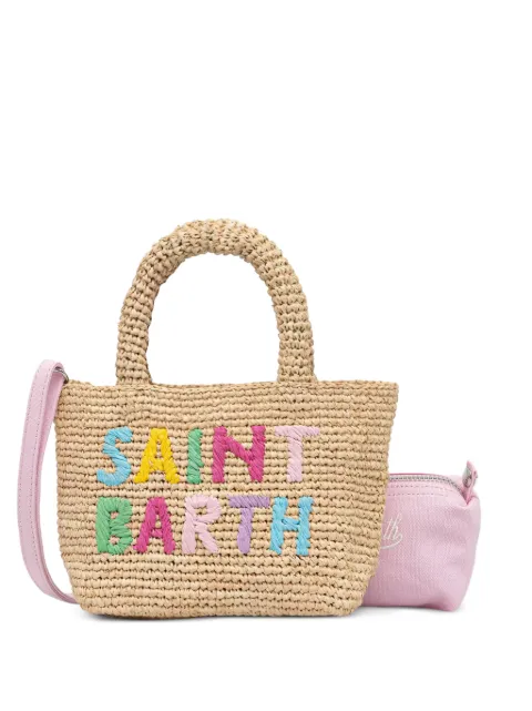 MC2 Saint Barth mini Beach logo-embroidered woven beach bag Neutrals RAFB003