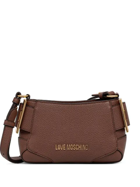Love Moschino logo-plaque pebbled shoulder bag Brown JC4096PP1PLT1