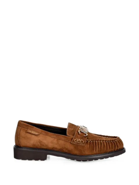 Love Moschino logo-plaque pleated loafers Brown JA10063G1PIG0