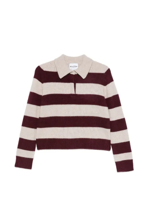 kujten Royce Stripe polo-collar sweater Neutrals F4810