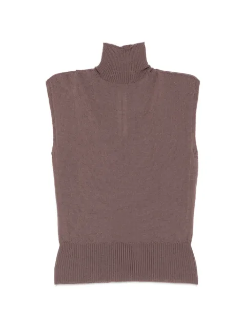 Rick Owens turtle-neck sleeveless top Brown RP02F5606M
