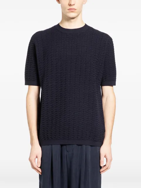 Giorgio Armani textured-knit T-shirt Blue GM003127AF24701