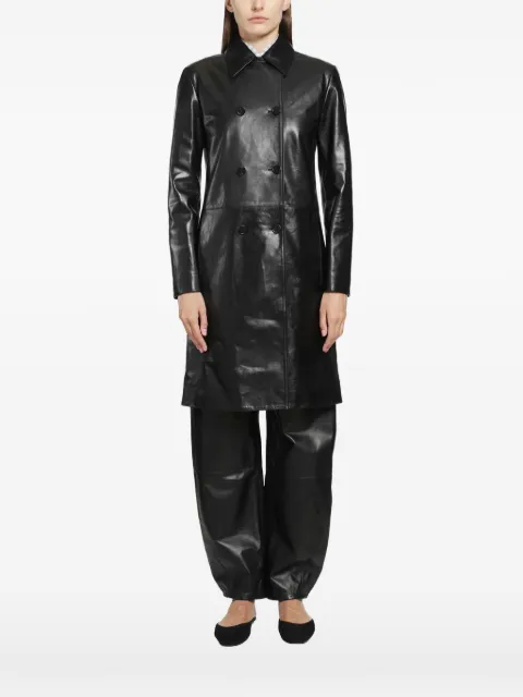 Jil Sander Coat 88 double-breasted leather coat Black J02AA0212J07231