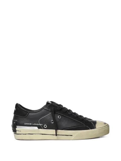 Crime London Midnight distressed-effect leather sneakers Black 10152AA9