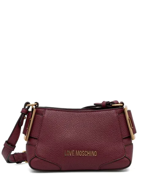 Love Moschino logo-plaque pebbled crossbody bag Red JC4096PP1PLT1